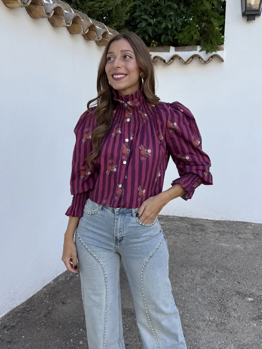 Camisa Amelie Rayas Rosa - Imagen 4