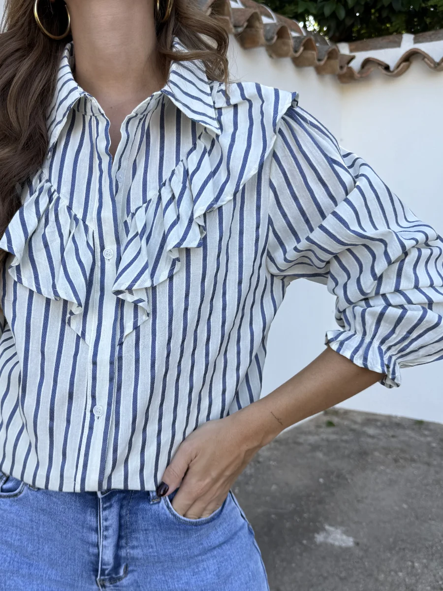 Camisa Ana Volantes Azul - Imagen 2