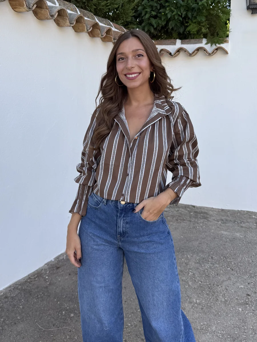 Camisa Rayitas Camel