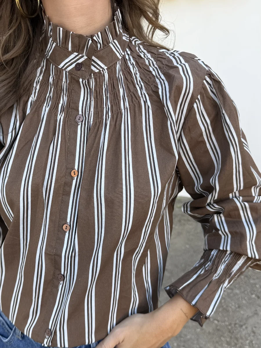 Camisa Rayitas Camel - Imagen 2