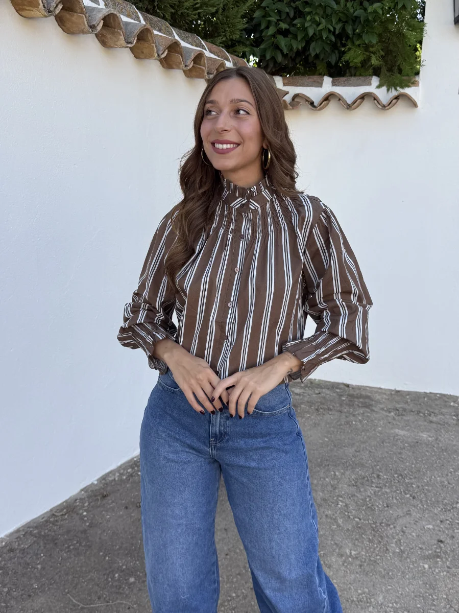Camisa Rayitas Camel - Imagen 4
