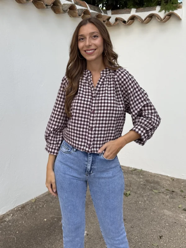Camisa Vichy Burdeos