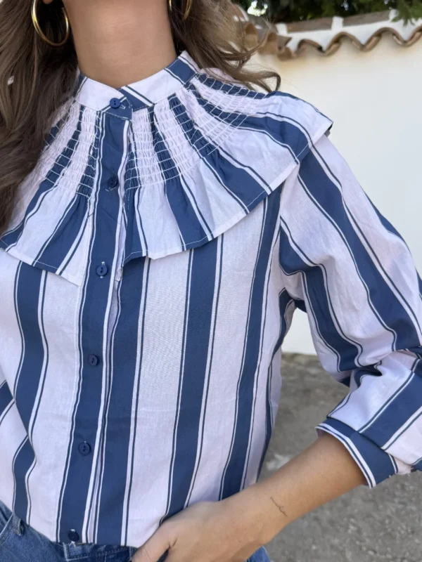 Camisa Cuello Celia Azul Marino