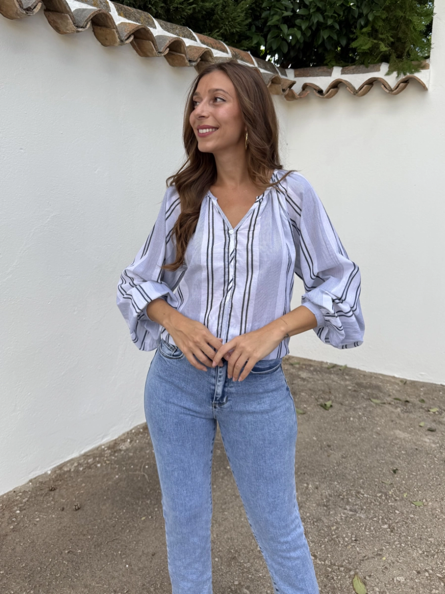 Camisa Cuello Maho Azul Marino - Imagen 4