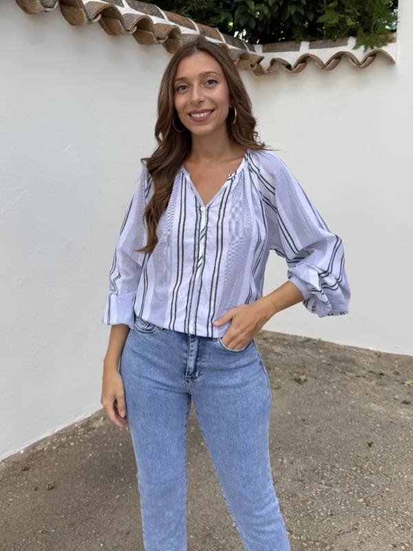 Camisa Cuello Maho Azul Marino