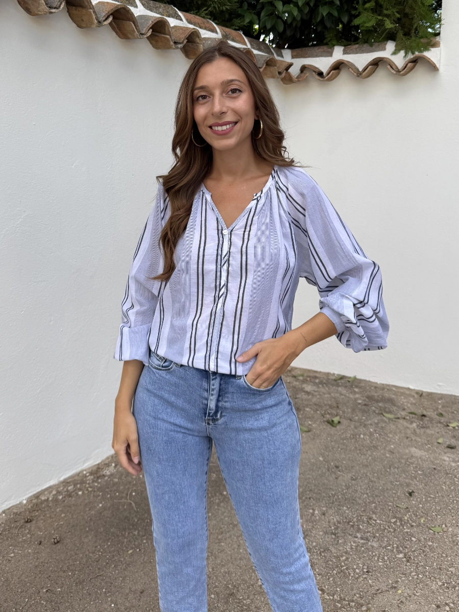 Camisa Cuello Maho Azul Marino