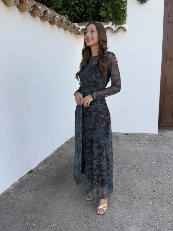 Vestido Creta Azul/Marrón