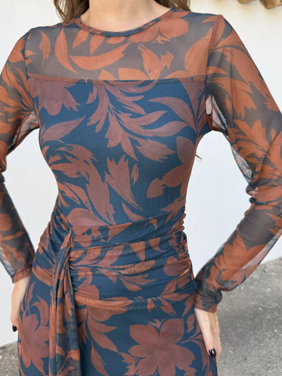 Vestido Creta Teja/Petróleo - Imagen 2