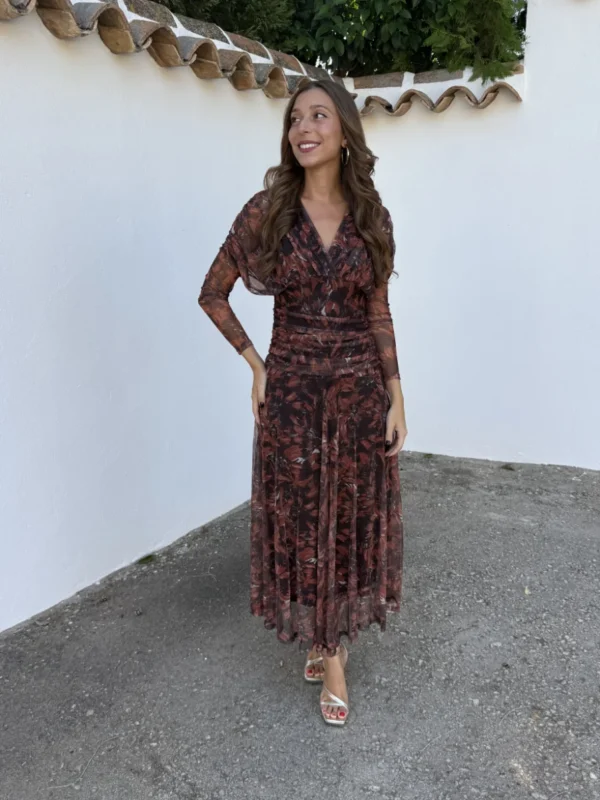 Vestido Marieta Marrón/Teja