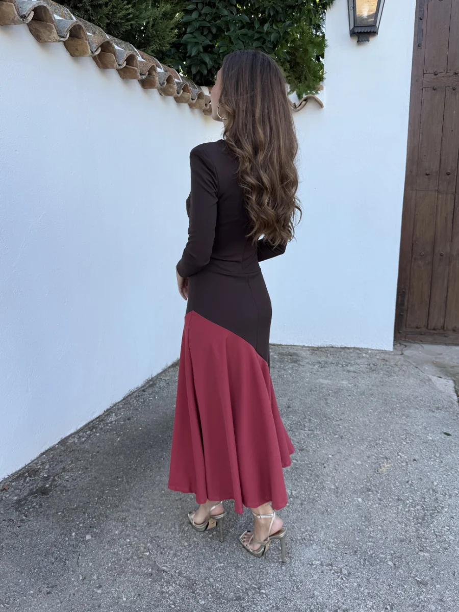 Vestido Noemi Marrón/Teja - Imagen 3