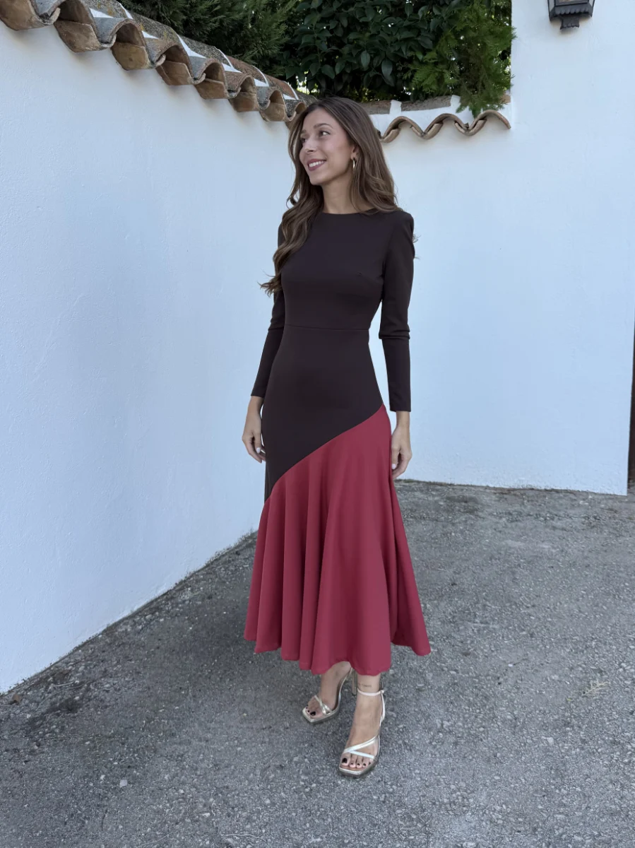 Vestido Noemi Marrón/Teja - Imagen 4