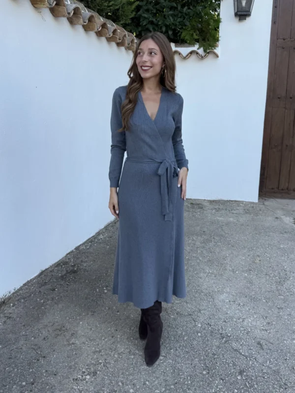 Vestido Punto Cruzado Gris