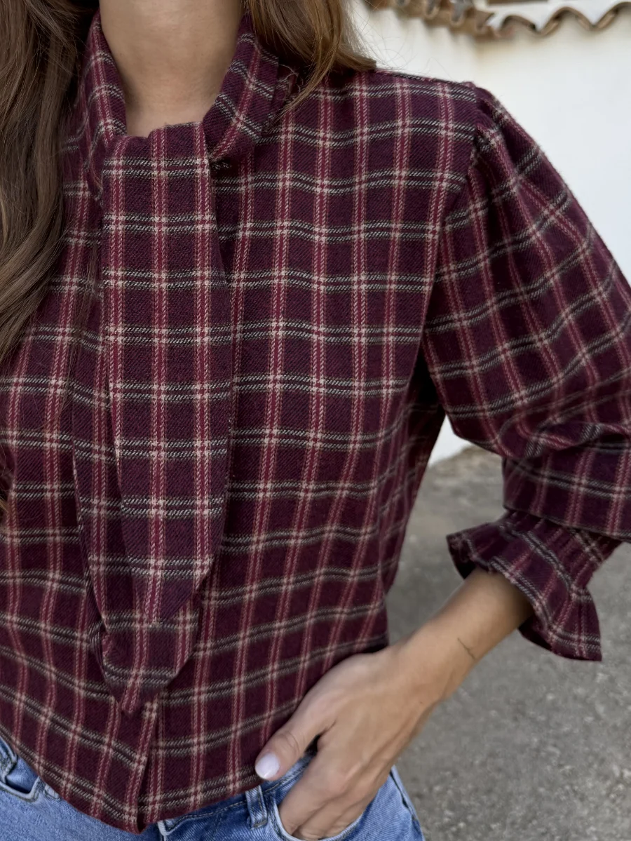 Camisa Rocío Nudo Burdeos - Imagen 2