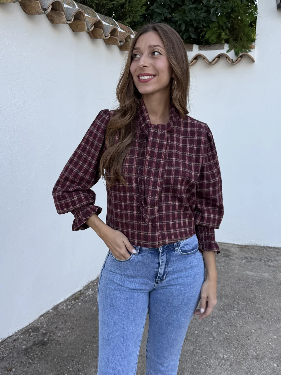 Camisa Rocío Nudo Burdeos - Imagen 4