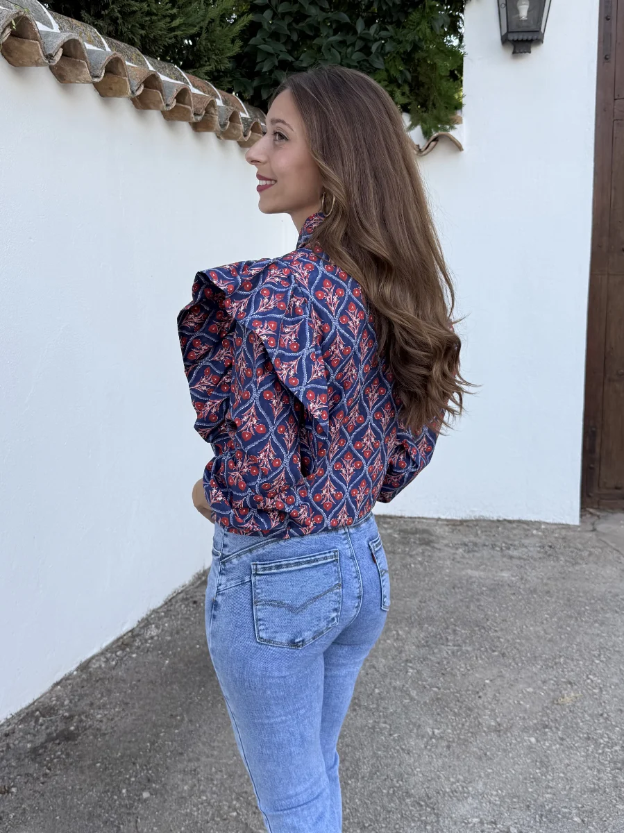 Blusa Cruzada Selena Azul Marino - Imagen 3
