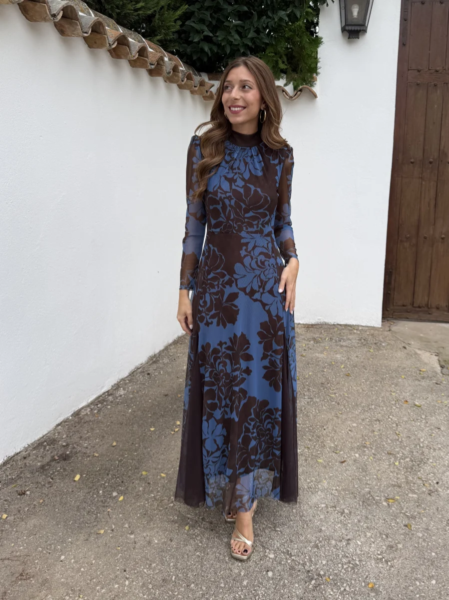 Vestido Esencia Marrón/Azul