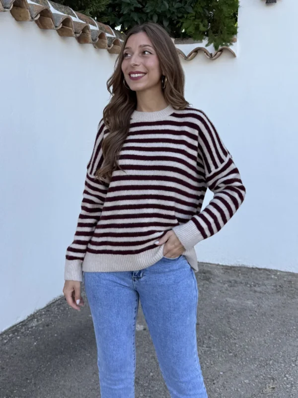 Jersey Sara Rayas Marrón/Beige