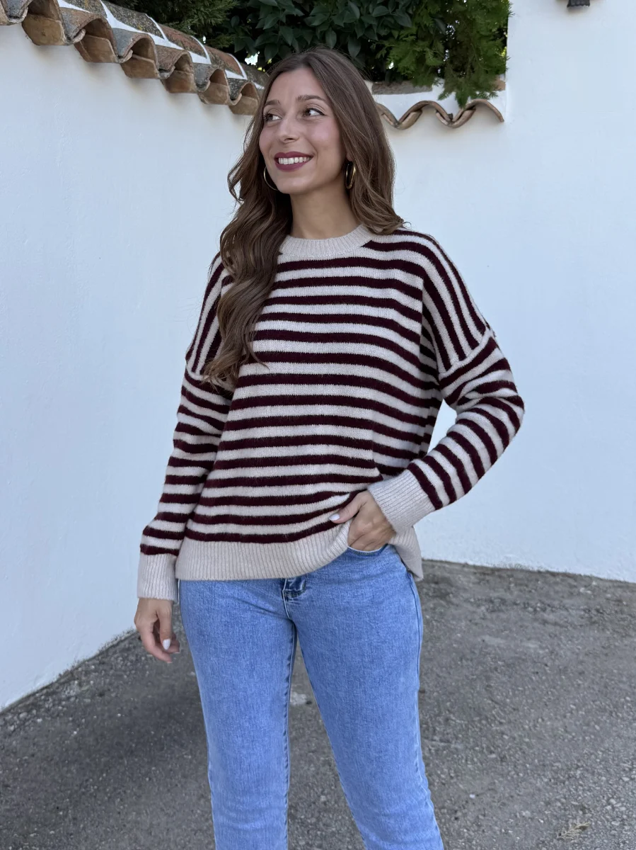 Jersey Sara Rayas Marrón/Beige