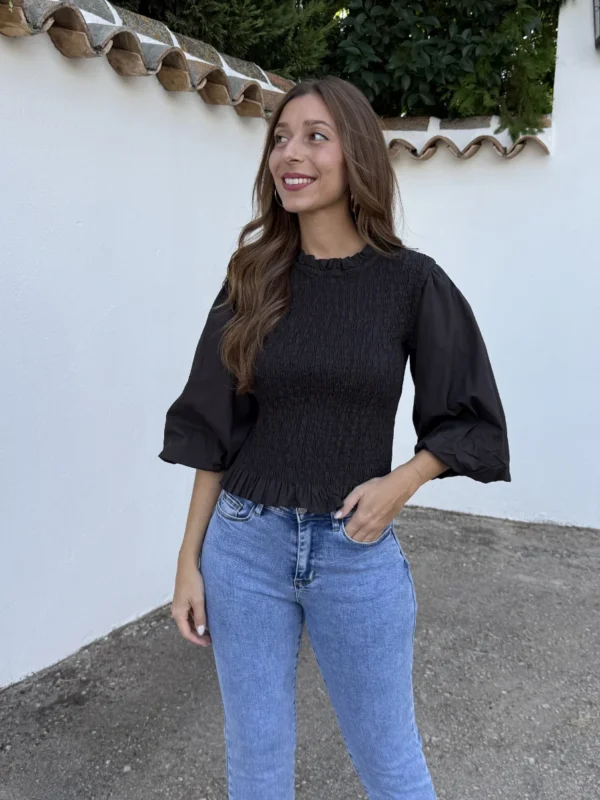 Blusa Abullonada Marrón