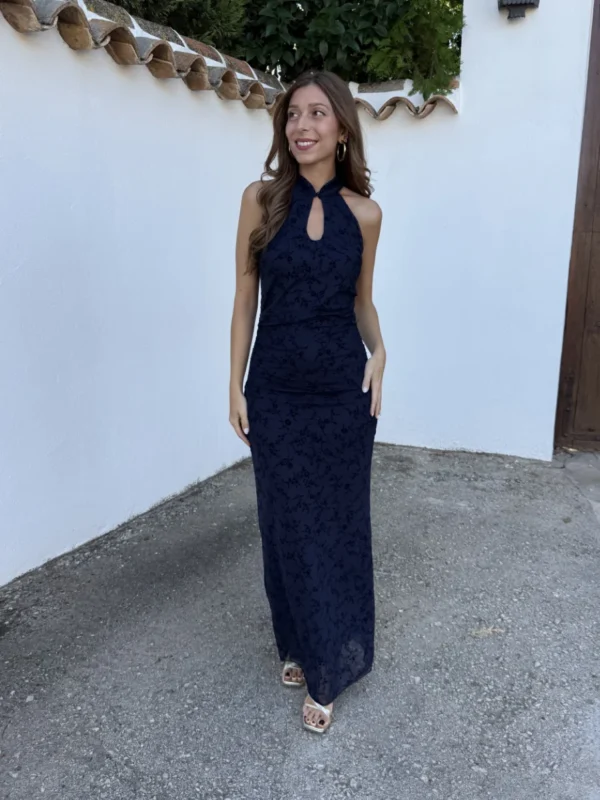 Vestido Greca Azul Marino