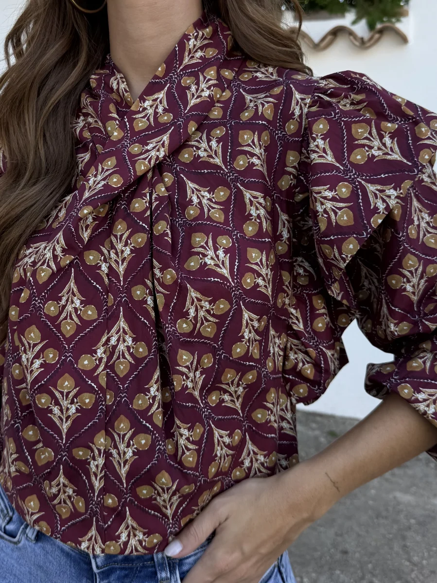 Blusa Cruzada Selena Burdeos - Imagen 2