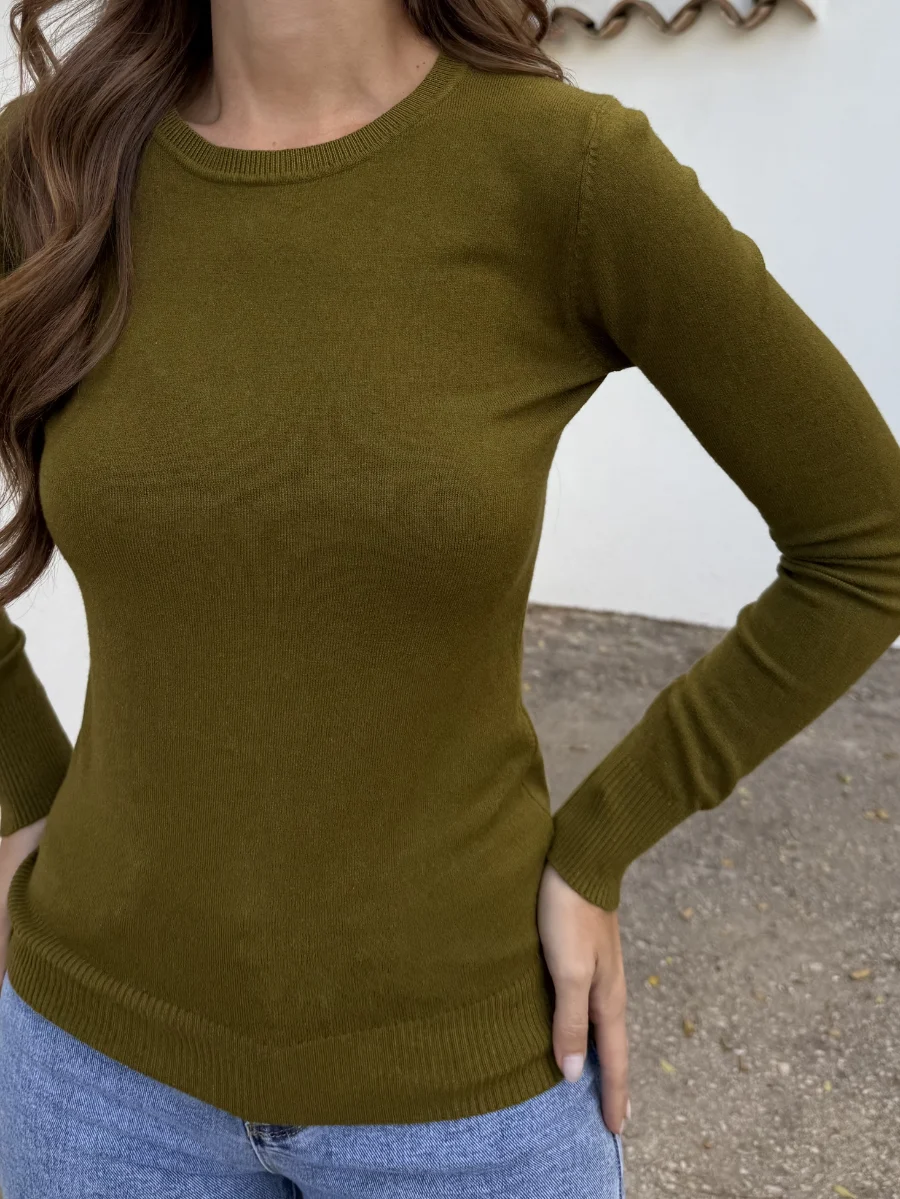 Jersey Punto Suave Oliva - Imagen 2