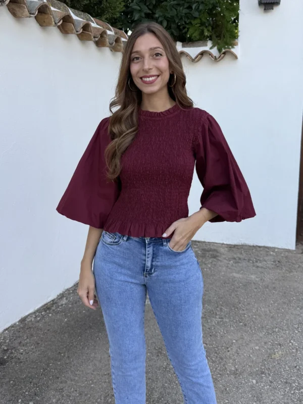 Blusa Abullonada Granate