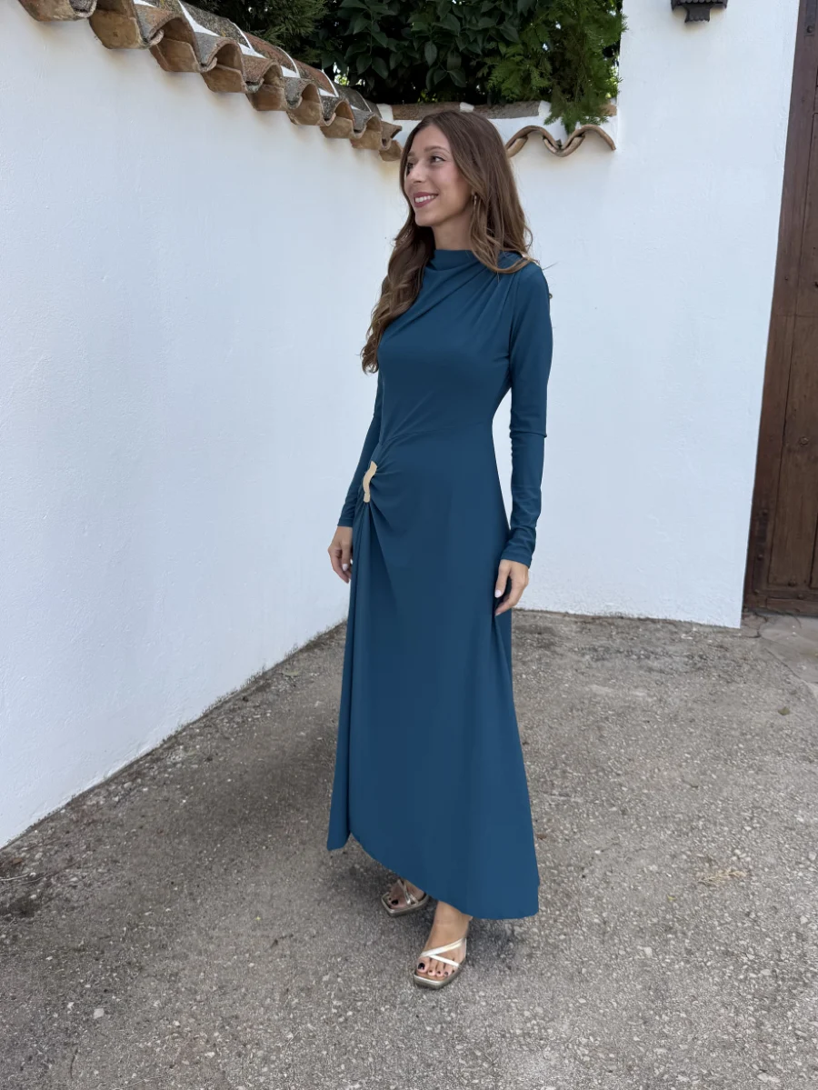 Vestido Apliques Petróleo - Imagen 4