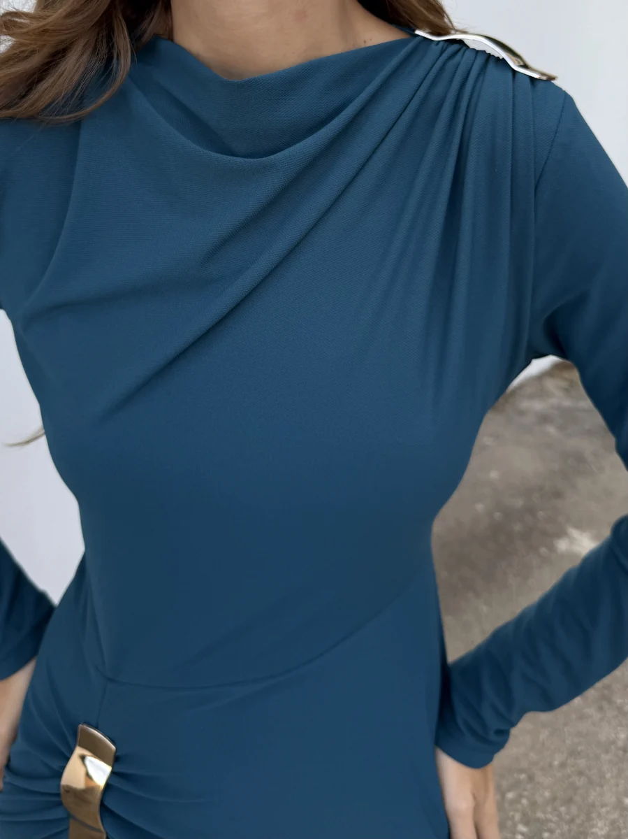 Vestido Apliques Petróleo - Imagen 2