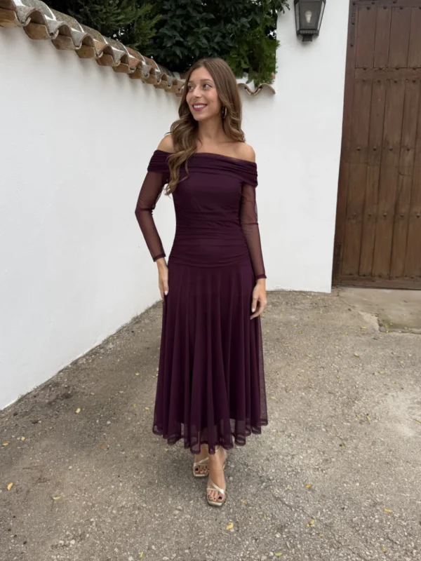 Vestido Bardot Morado