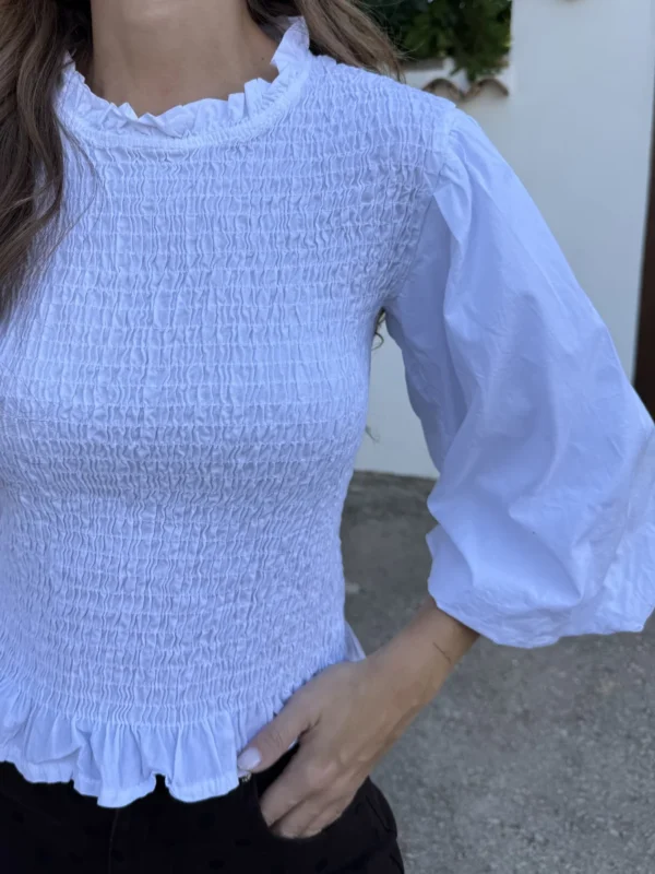 Blusa Abullonada Blanco