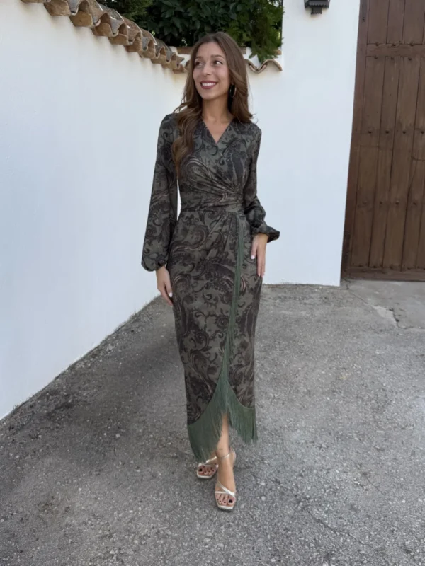 Vestido Flecos Verde