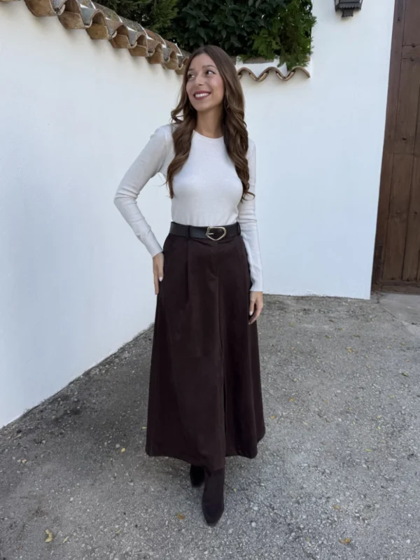 Falda Antelina Raja Choco - Talla única
