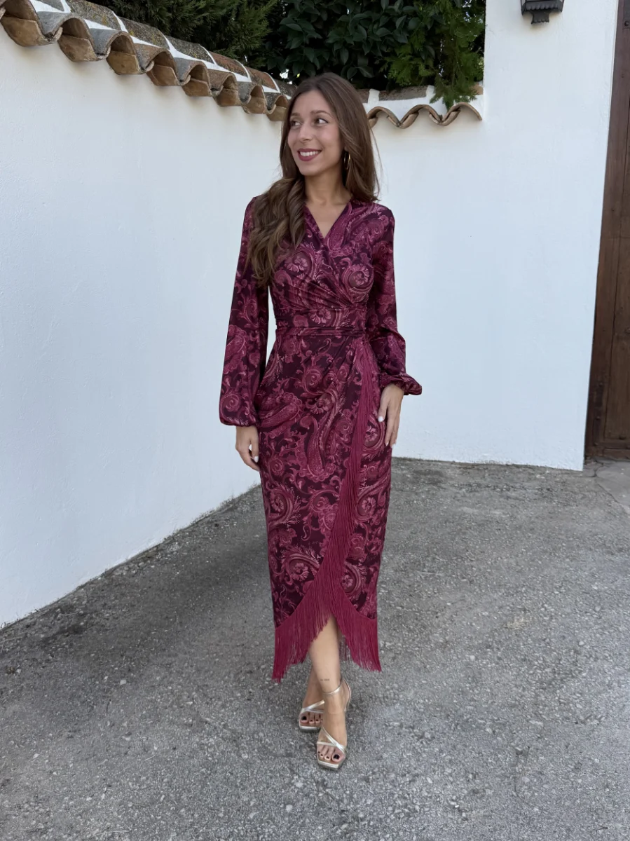 Vestido Flecos Rosado