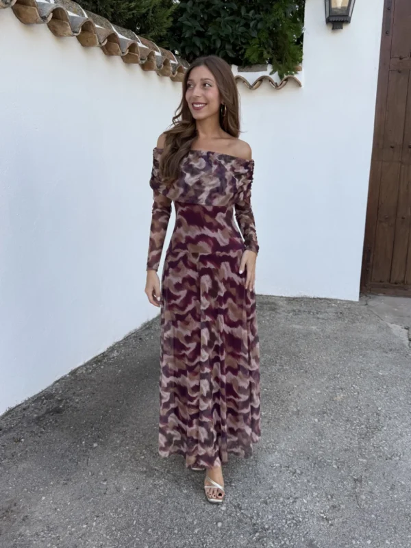 Vestido Bardot Estampado