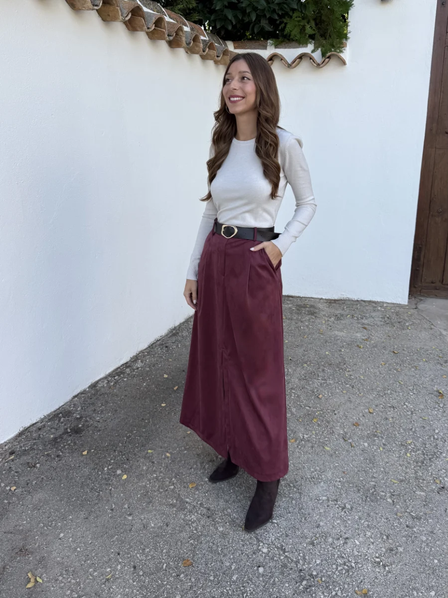Falda Antelina Raja Burdeos - Imagen 4