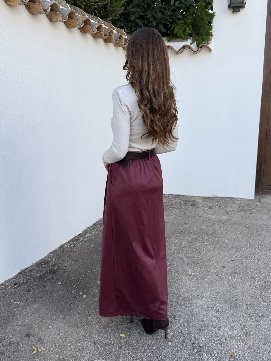 Falda Antelina Raja Burdeos - Imagen 3